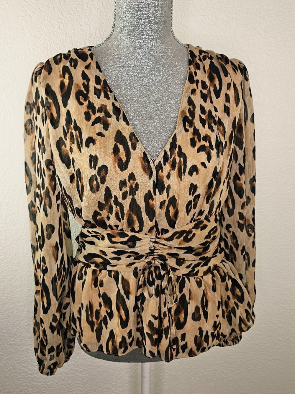 Sofia Varga V-neck Leopard Print Top Size Large